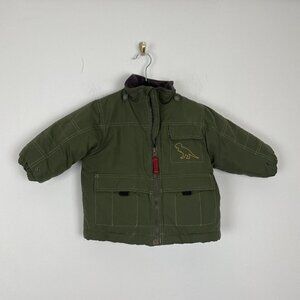 Greendog Baby Toddler  18 Month Olive Green Dino Jacket Coat Missing Good